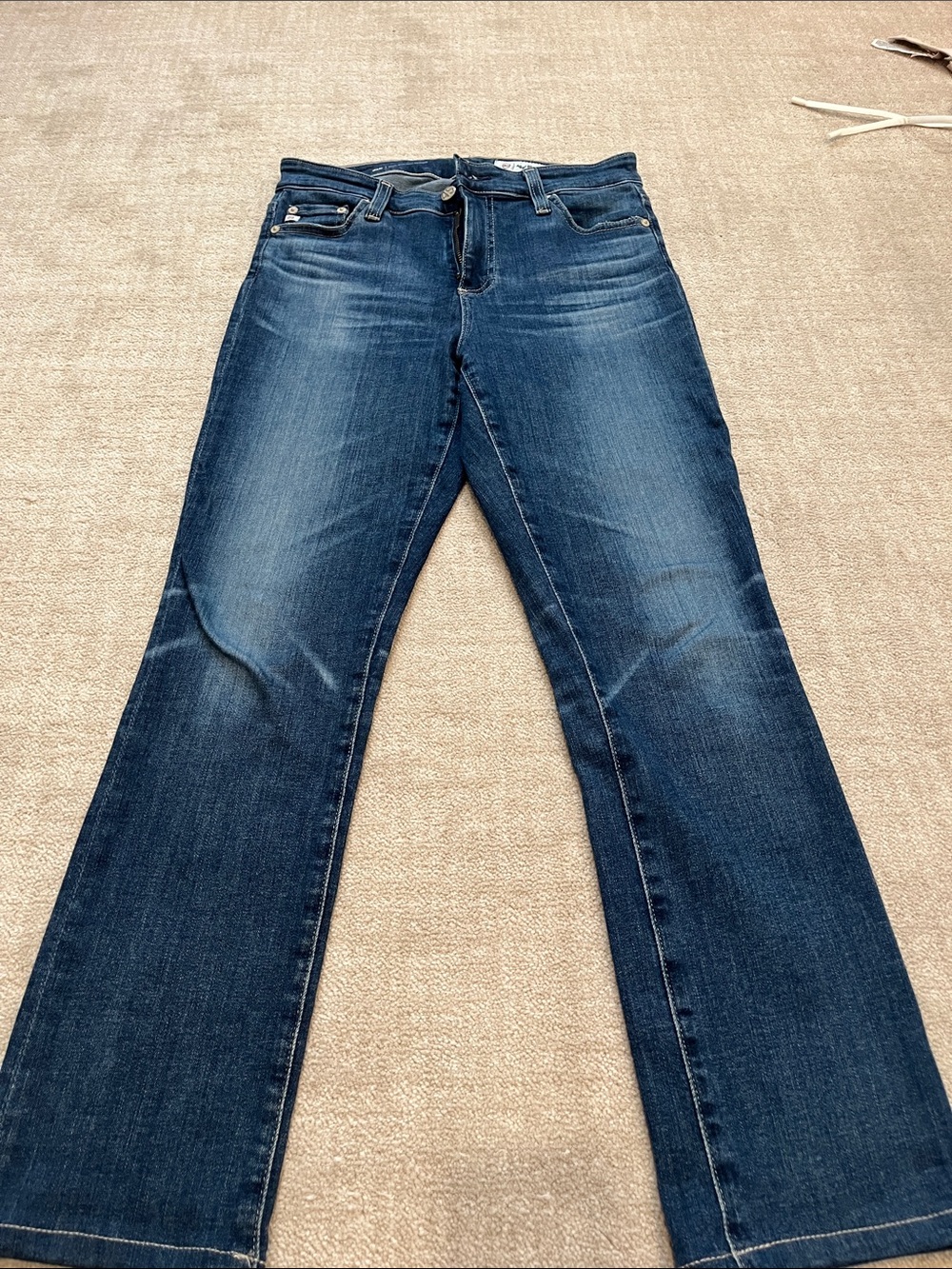 AG Adriano Goldschmied Dark Blue Flare Jeans Mari Highrise Slim Straight.